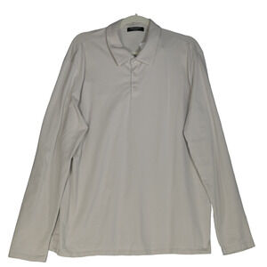 Brandini Cream Long Sleeve Polo Shirt Mens XL Collared Rugby Activewear Relaxed